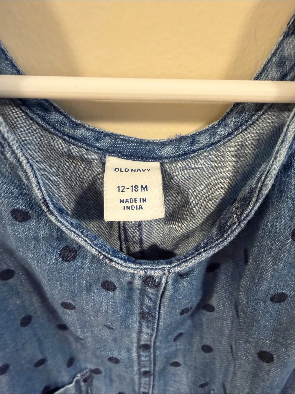 Old Navy Blue Denim Polka Dot Pinafore